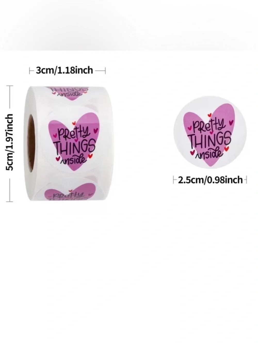Pretty Things Inside Heart Sticker Roll- 500 Stickers